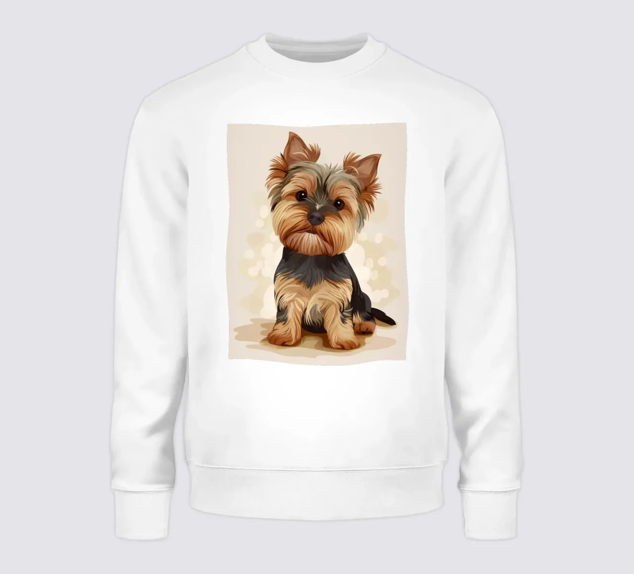 Niedlicher Yorkshire Terrier sitzt und schaut neugierig Sweatshirt von DesignDoodle