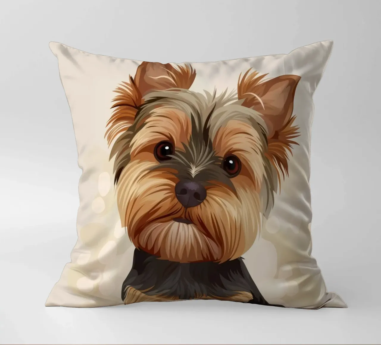 Carino lo yorkshire terrier che sta seduto e guarda con curiosità cuscino da DesignDoodle