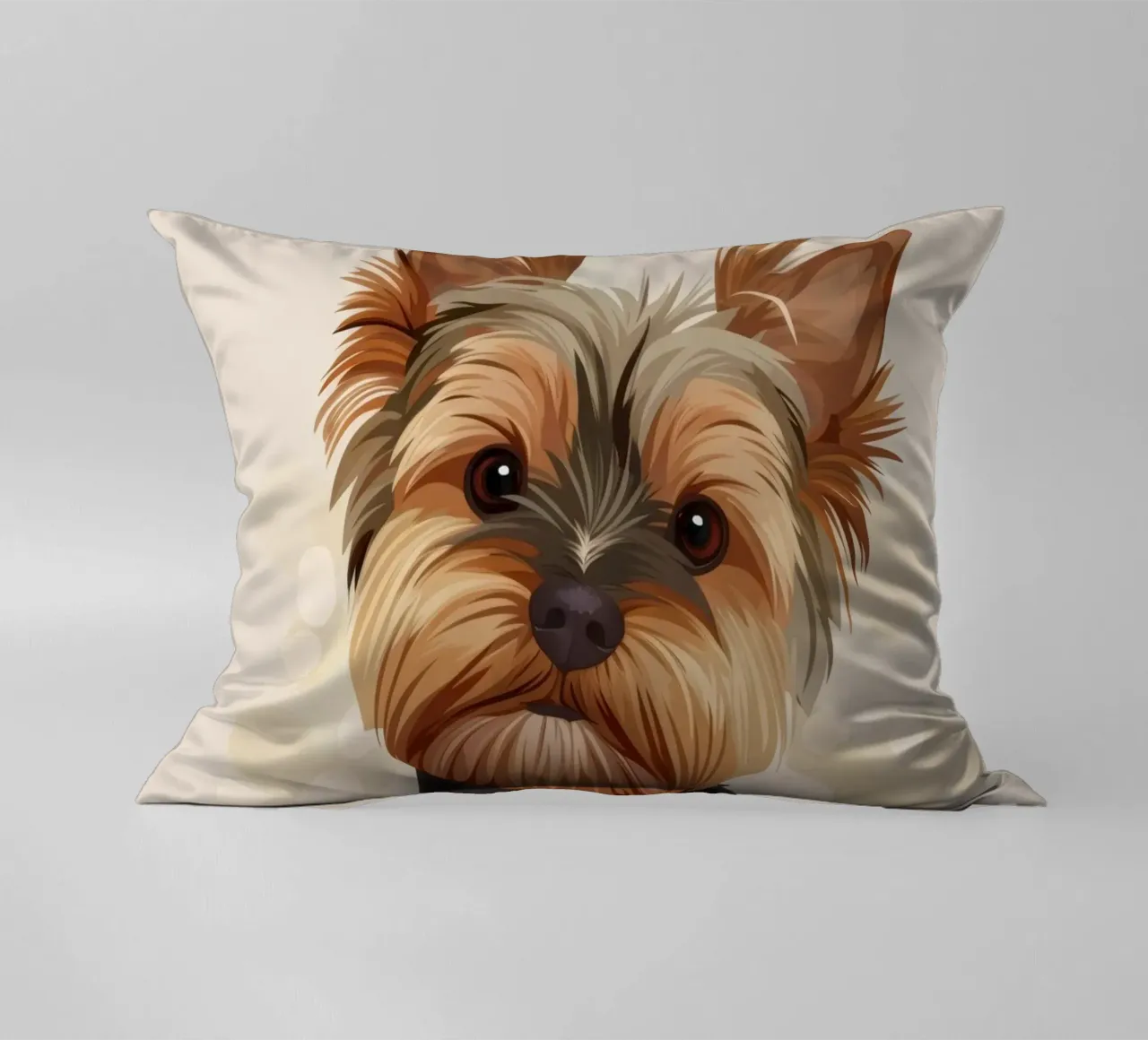 Carino lo yorkshire terrier che sta seduto e guarda con curiosità cuscino da DesignDoodle