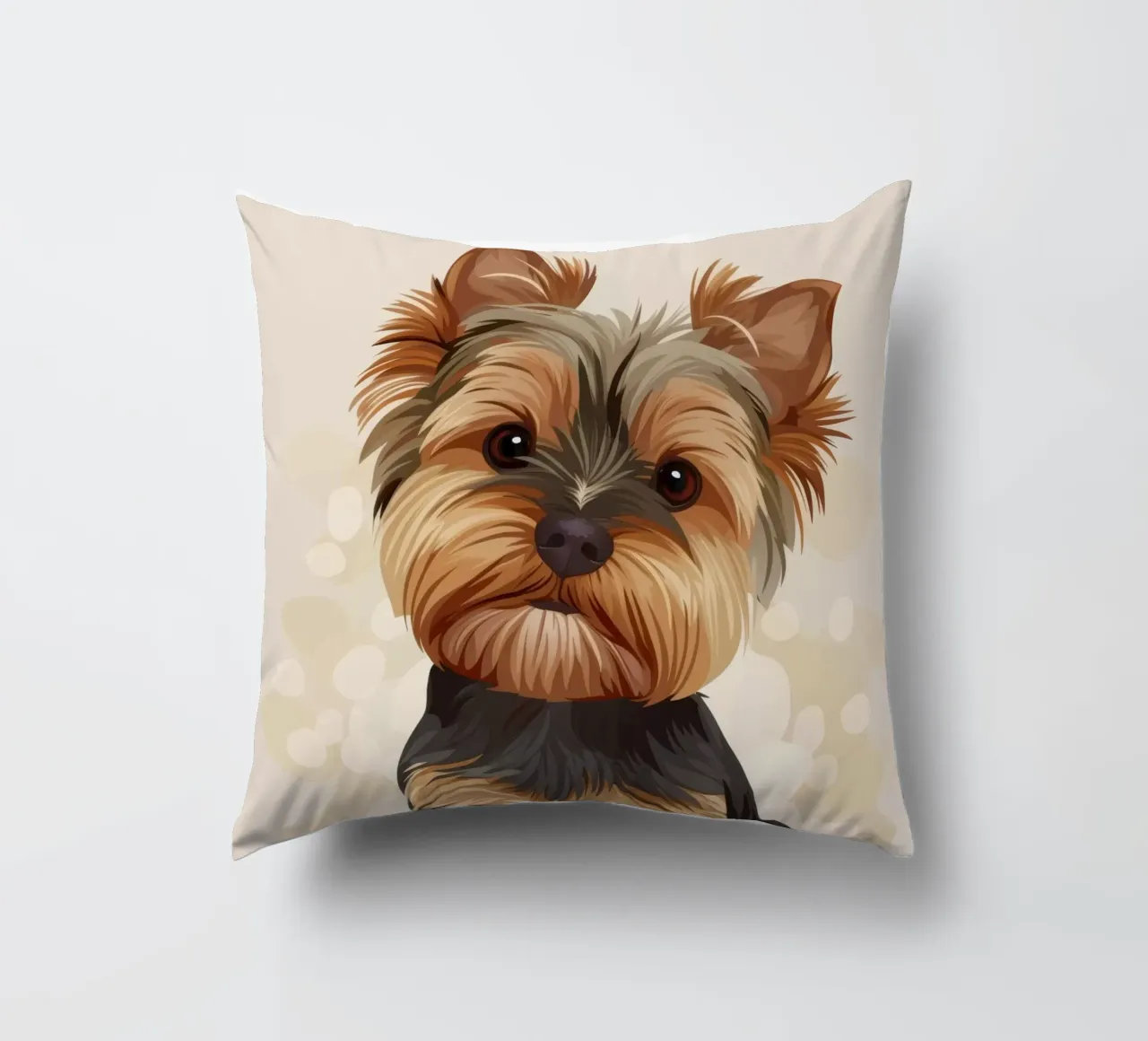 Carino lo yorkshire terrier che sta seduto e guarda con curiosità cuscino da DesignDoodle