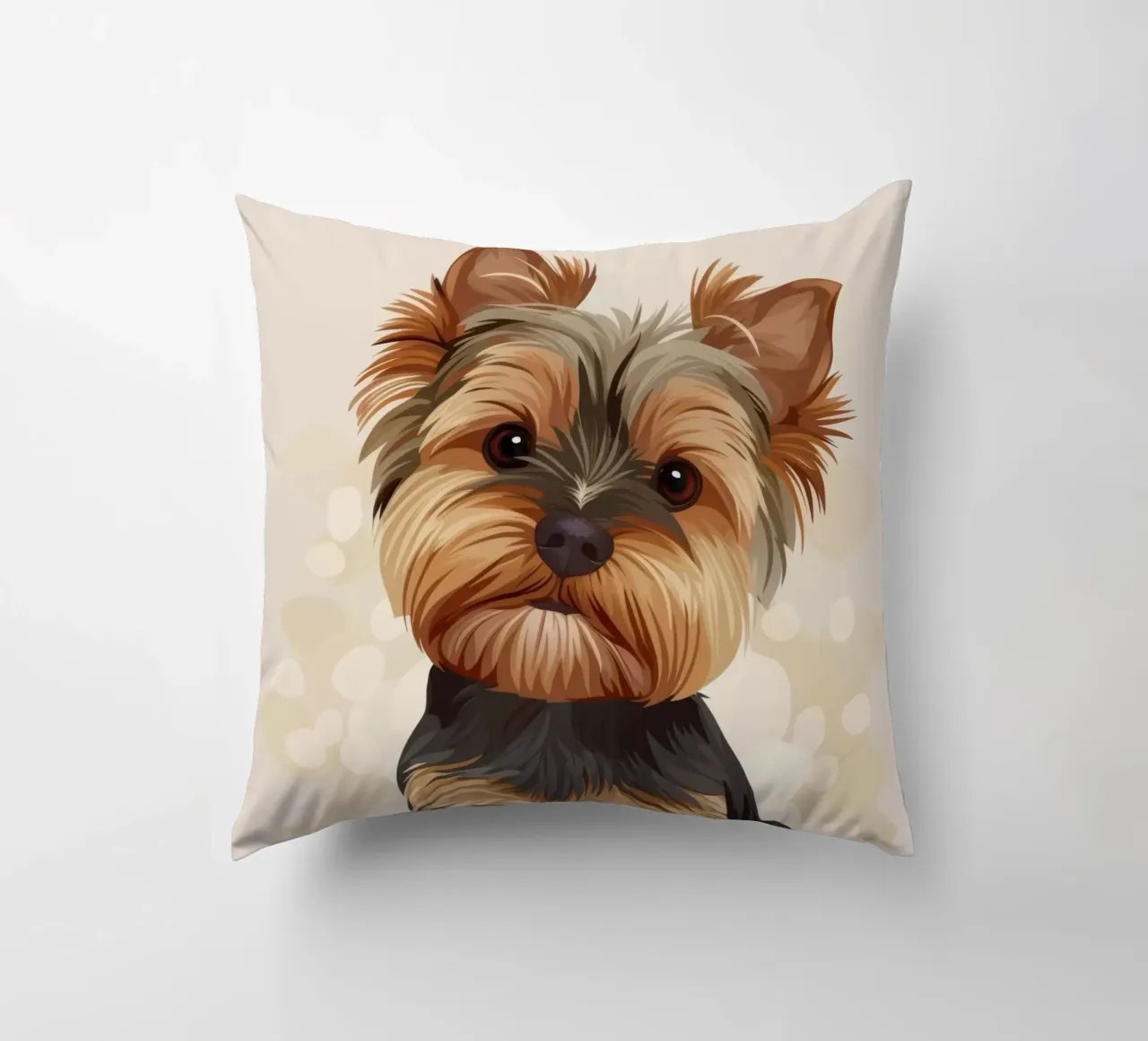 Carino lo yorkshire terrier che sta seduto e guarda con curiosità cuscino da DesignDoodle