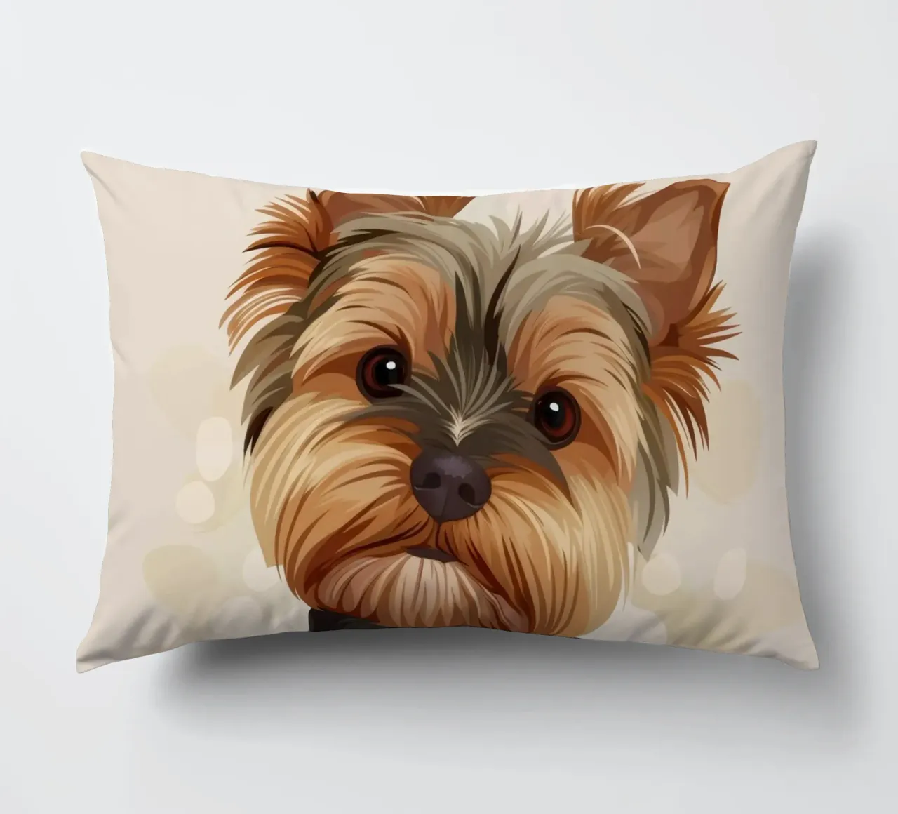 Carino lo yorkshire terrier che sta seduto e guarda con curiosità cuscino da DesignDoodle