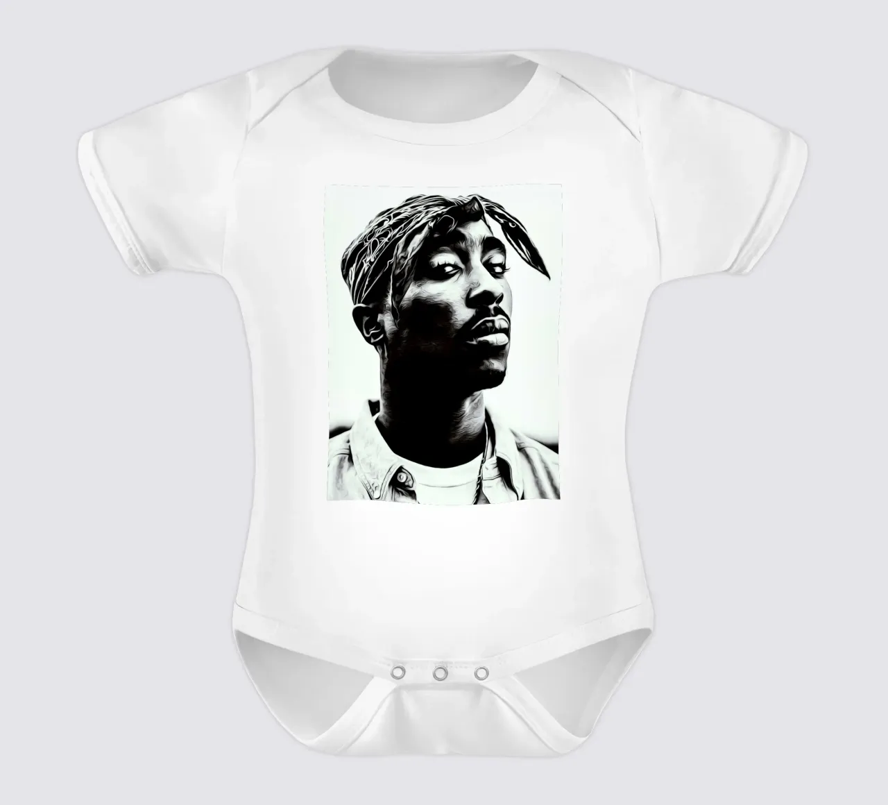 Tupac Shakur short-sleeve baby romper by vanhesling