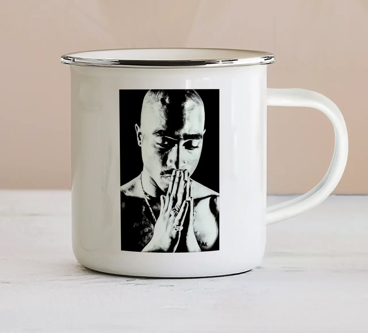 Tupac Shakur tazza in smalto da vanhesling