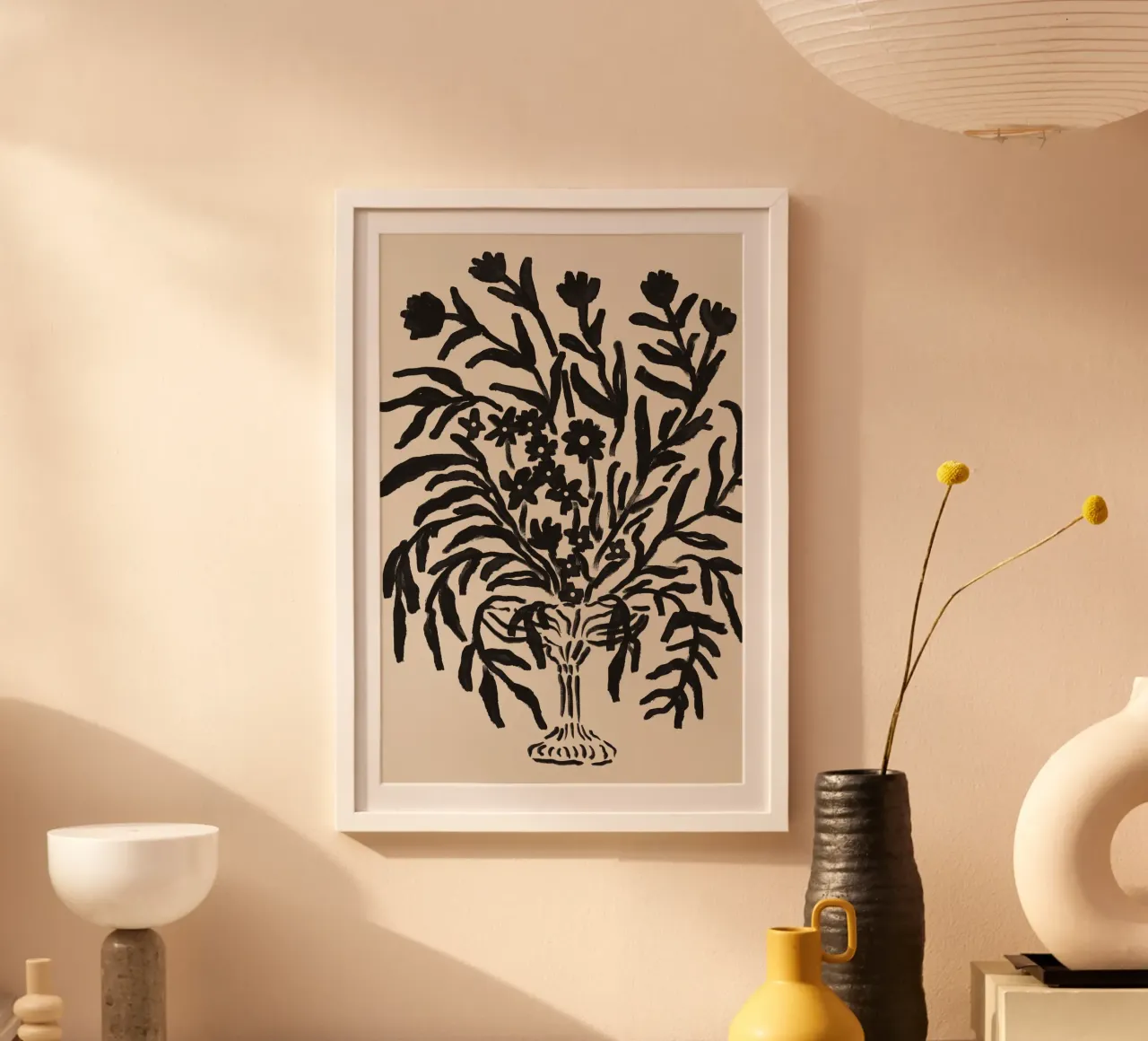 Abstract zwart botanisch arrangement kunst poster van Melloi Art Print