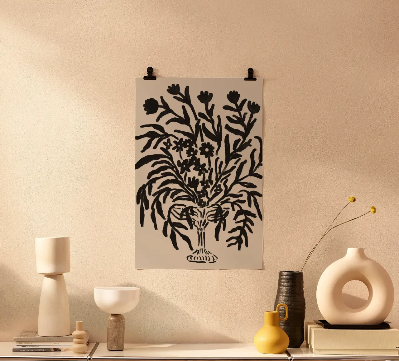 Abstract zwart botanisch arrangement kunst poster van Melloi Art Print