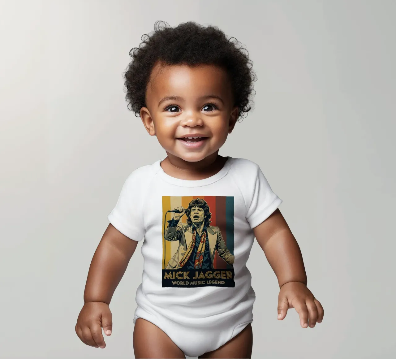 Mick Jagger vintage style body neonato maniche corte da Lembayung art