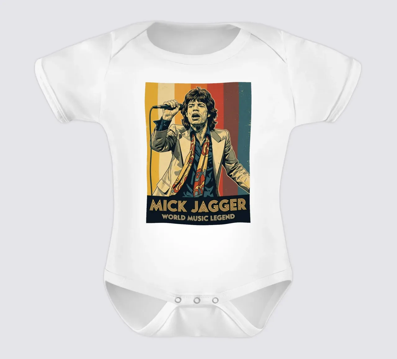 Mick Jagger vintage style body neonato maniche corte da Lembayung art