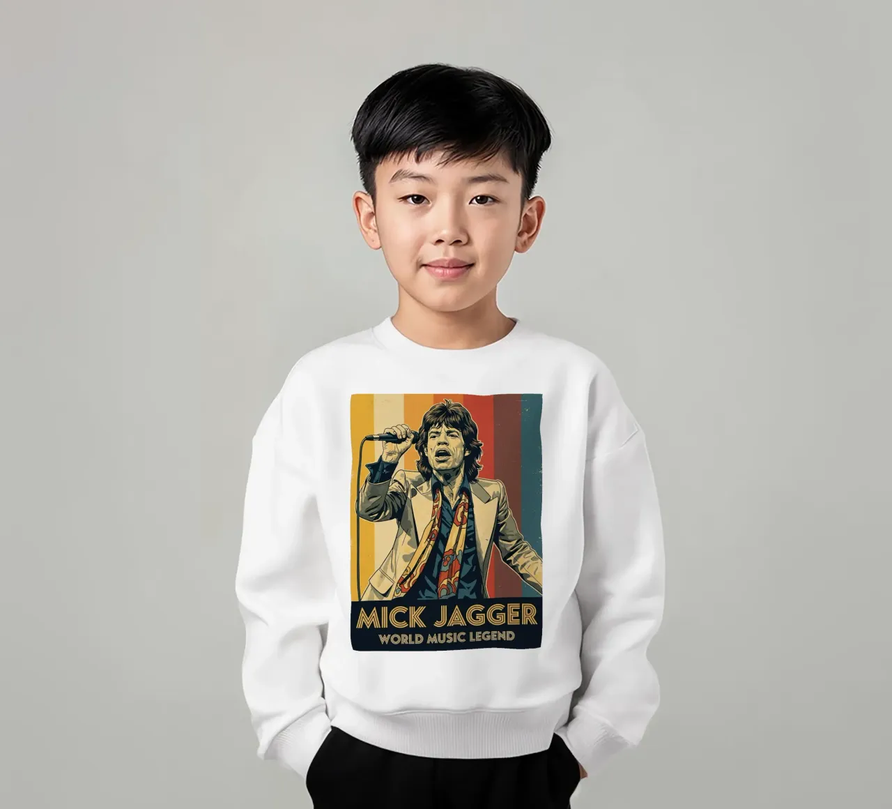 Mick Jagger vintage style felpa bambino da Lembayung art