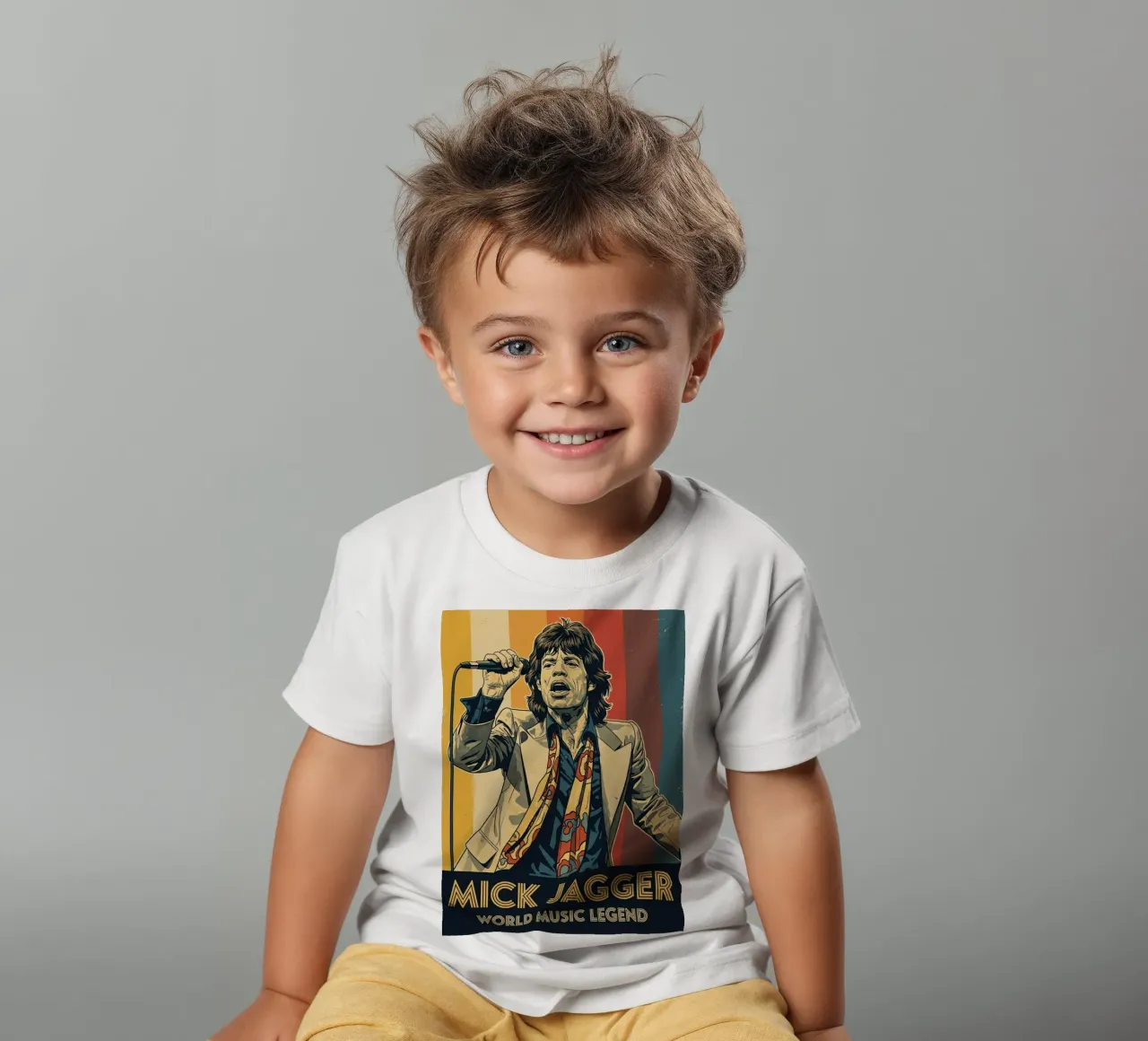 Mick Jagger vintage style kids t-shirt by Lembayung art