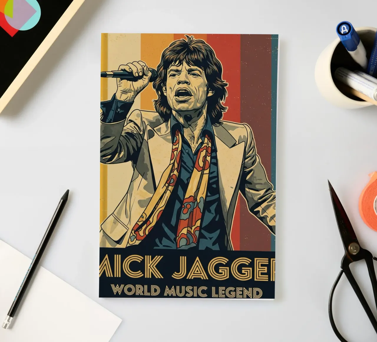 Mick Jagger vintage style notebook by Lembayung art