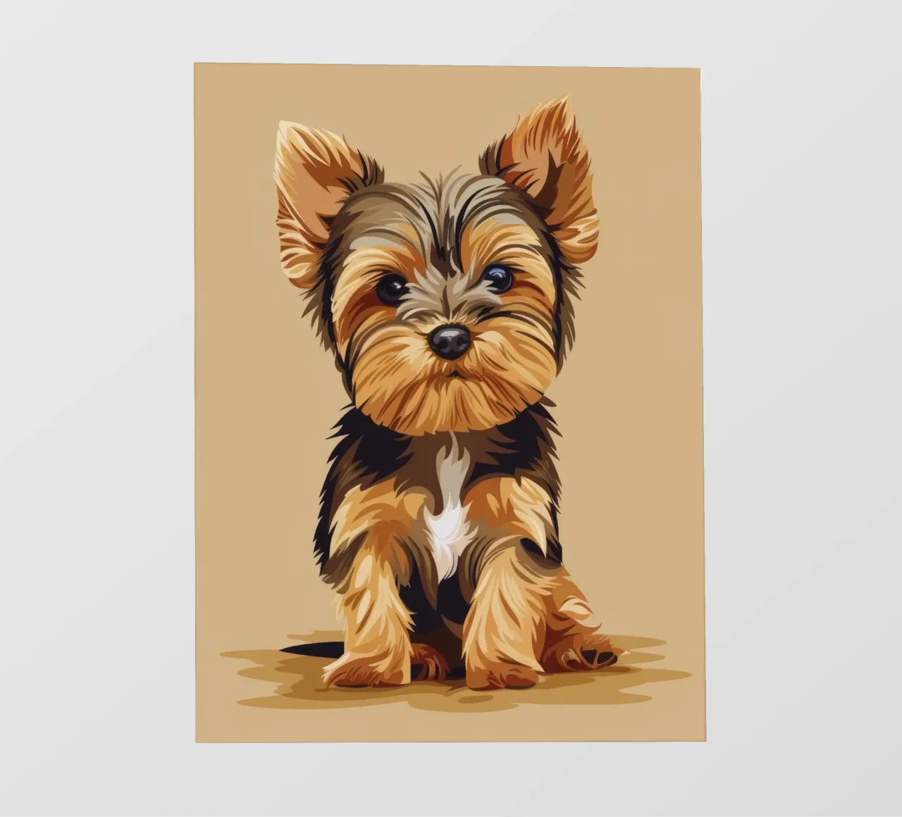 Niedlicher kleiner Hund sitzt mit verspieltem Ausdruck in einem gemütlichen Fototapete von DesignDoodle