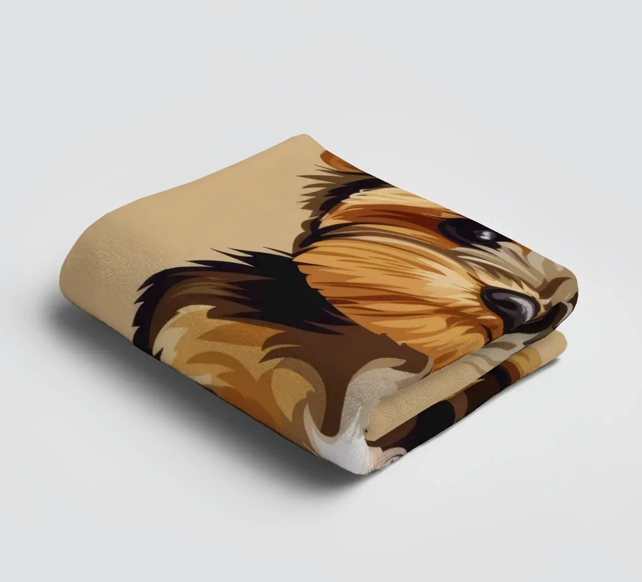 Petit chien mignon assis avec une expression enjouée dans un endroit confortable. serviette de bain de DesignDoodle