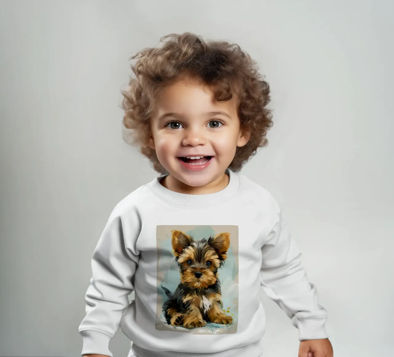 Carino il cucciolo di Yorkshire Terrier seduto con calma felpa neonato da DesignDoodle