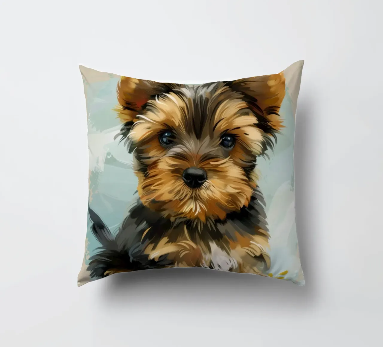 Carino il cucciolo di Yorkshire Terrier seduto con calma cuscino da DesignDoodle