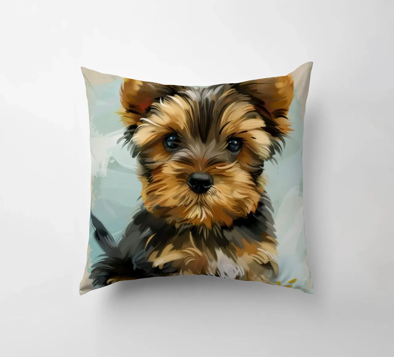 Carino il cucciolo di Yorkshire Terrier seduto con calma cuscino da DesignDoodle
