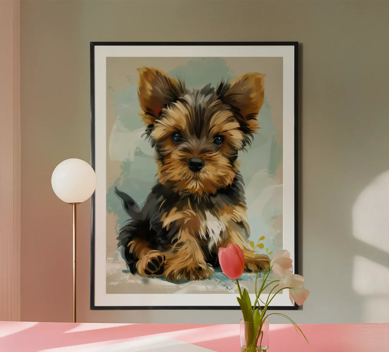 Carino il cucciolo di Yorkshire Terrier seduto con calma carta hahnemühle da DesignDoodle