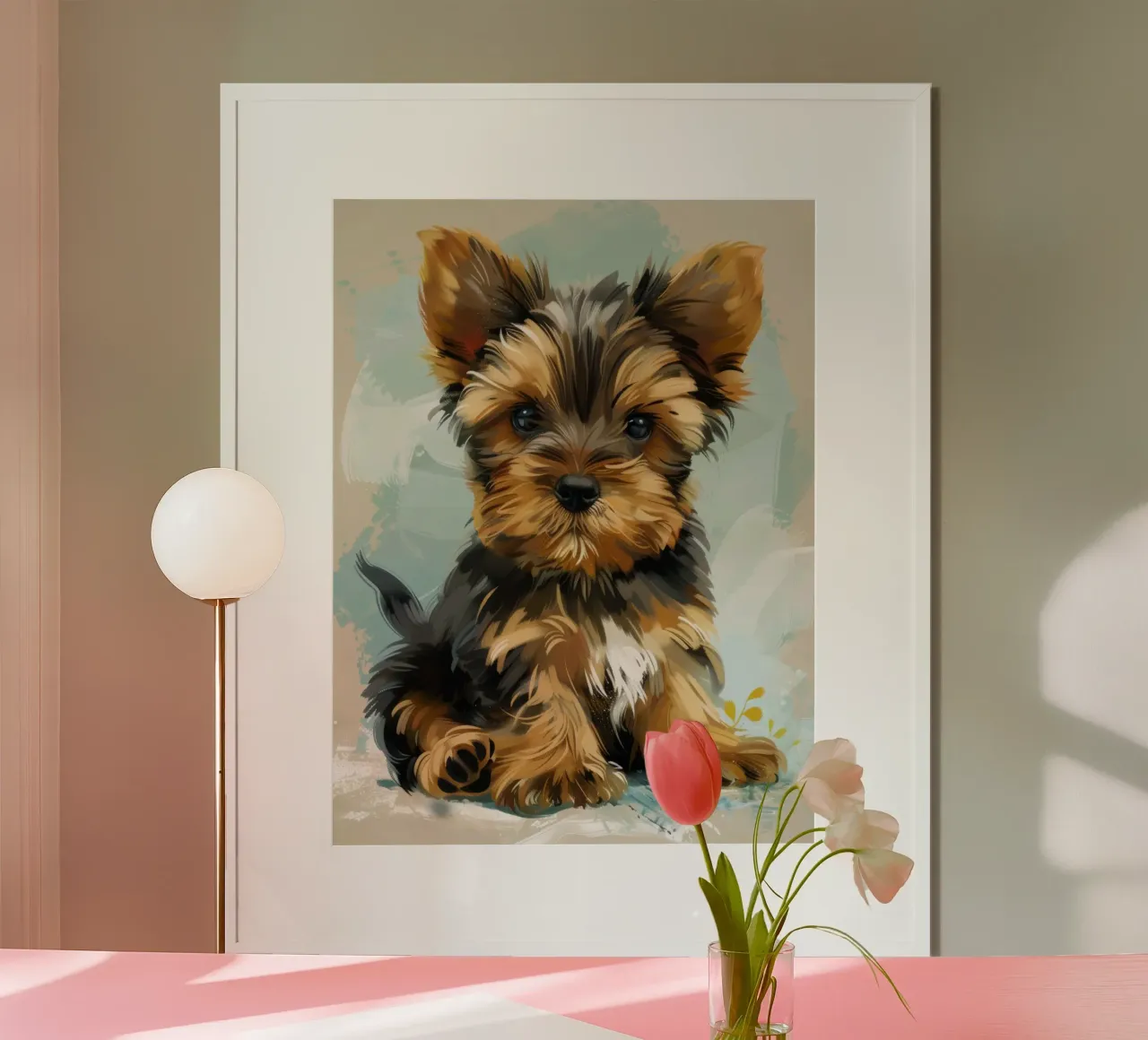 Carino il cucciolo di Yorkshire Terrier seduto con calma carta hahnemühle da DesignDoodle