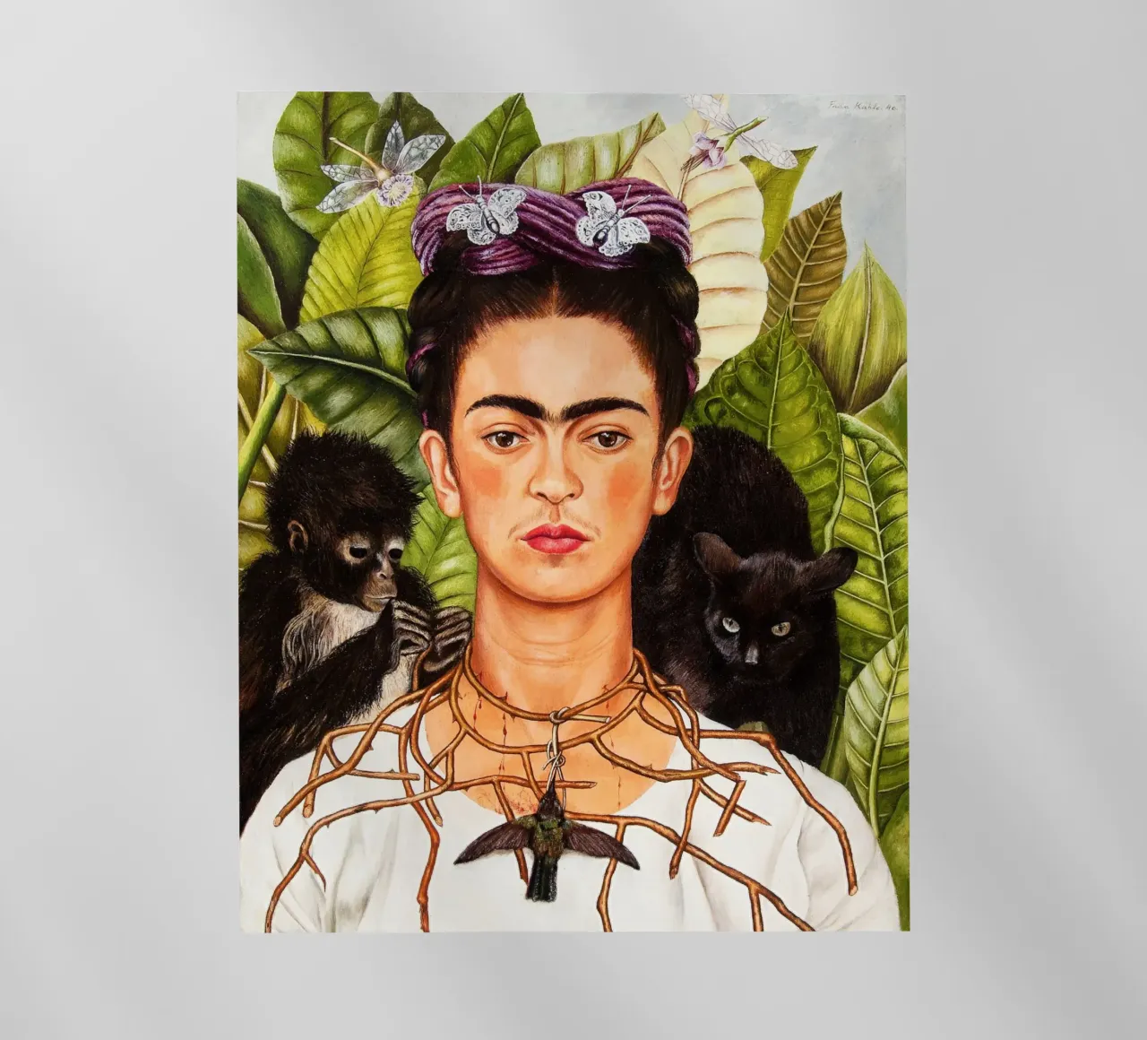 Frida Kahlo - Autoritratto con collana di spine e colibrì pellicola backlit da Mostly Pink