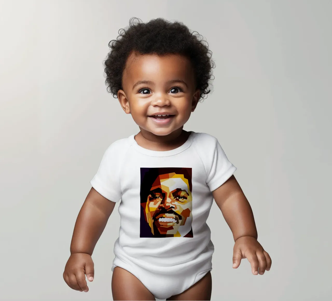 Billy Ocean 80s Pop Singer short-sleeve baby romper by Artkreator
