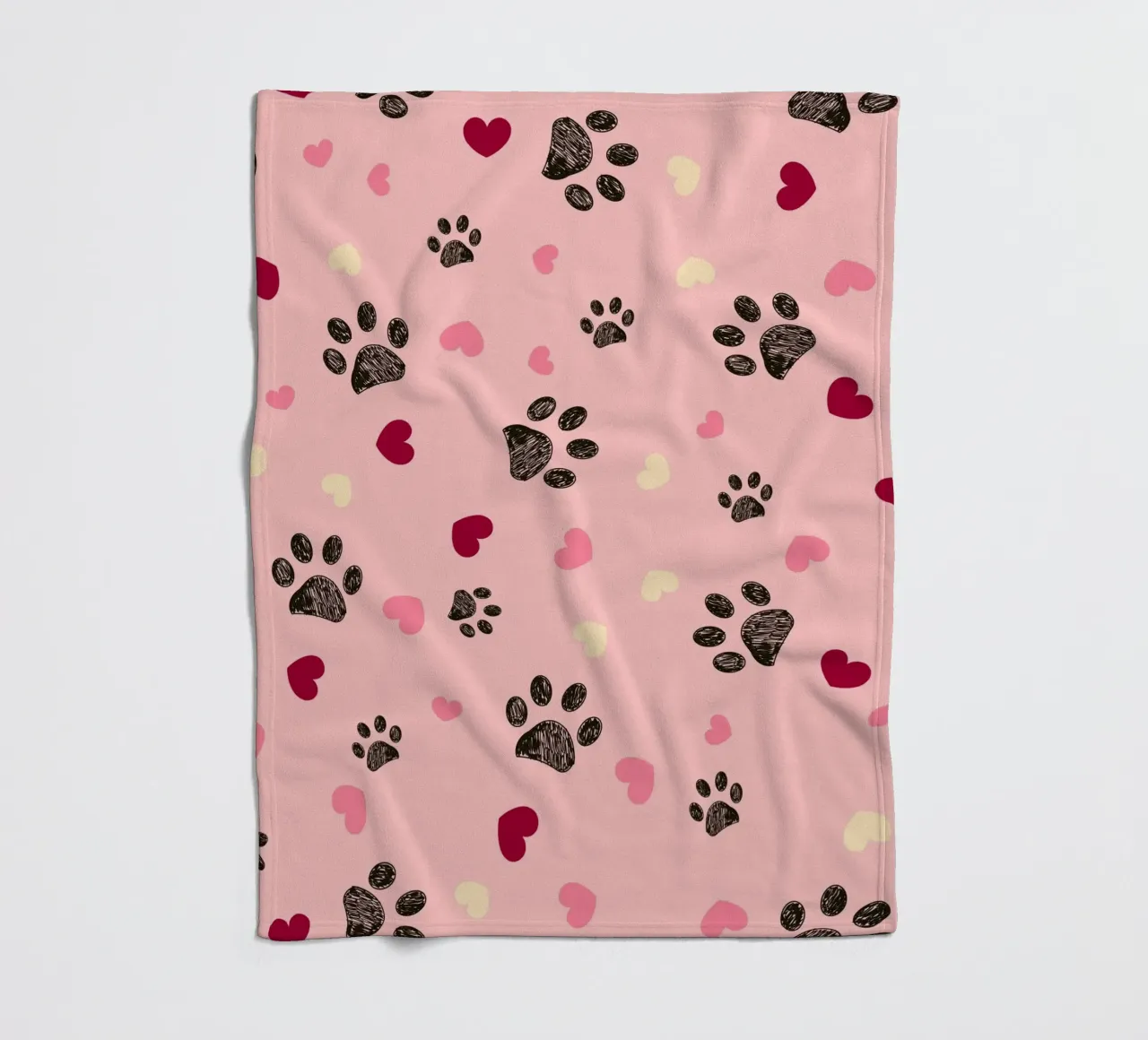 Valentine's Day design paw and hearts fleece blanket by gulsengunel
