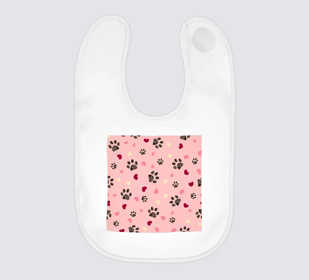 Valentine's Day design paw and hearts baby bib by gulsengunel