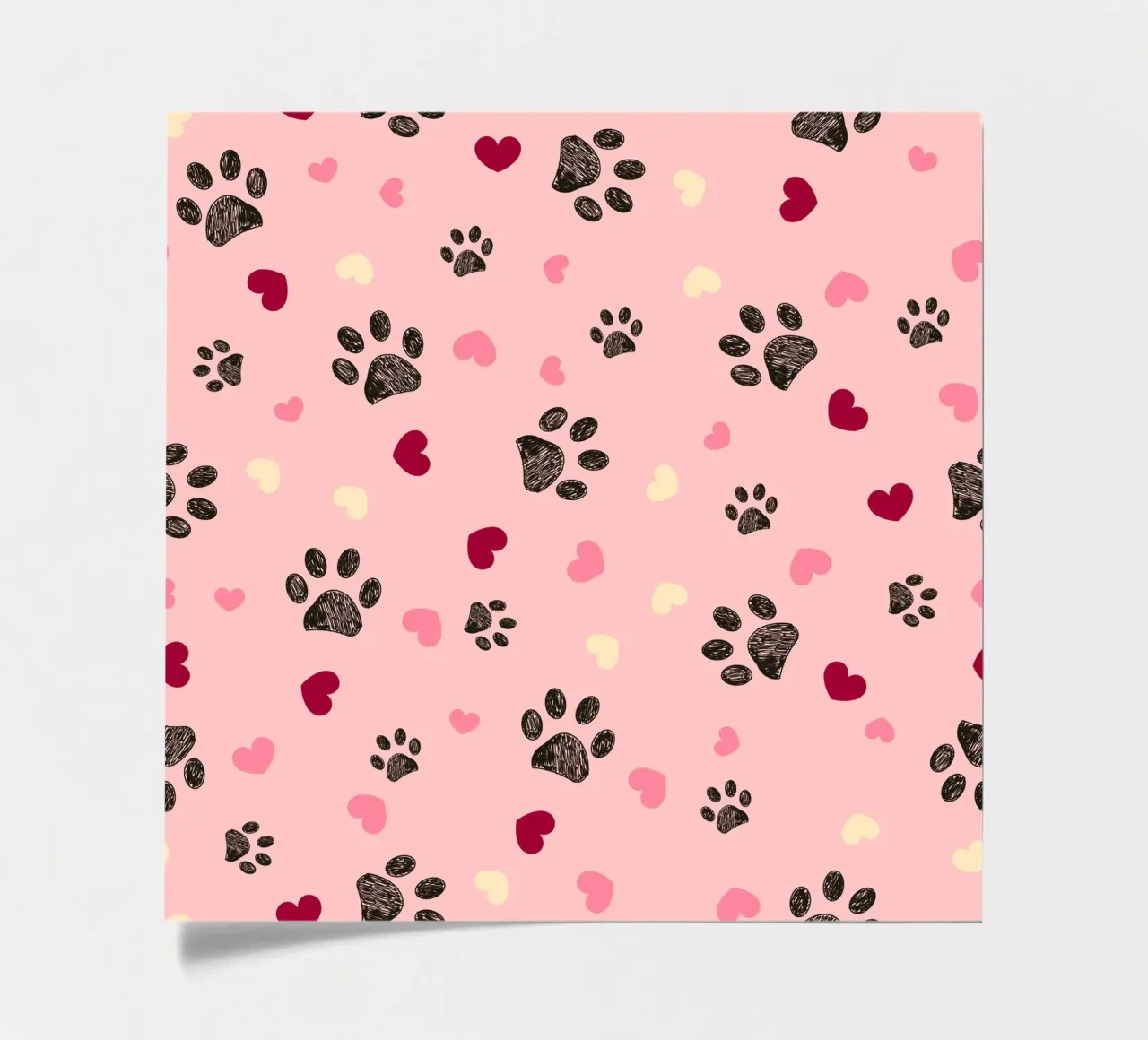 Valentine's Day design paw and hearts sticker sheet by gulsengunel