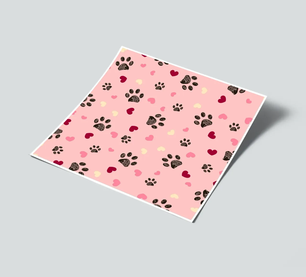 Valentine's Day design paw and hearts sticker sheet by gulsengunel