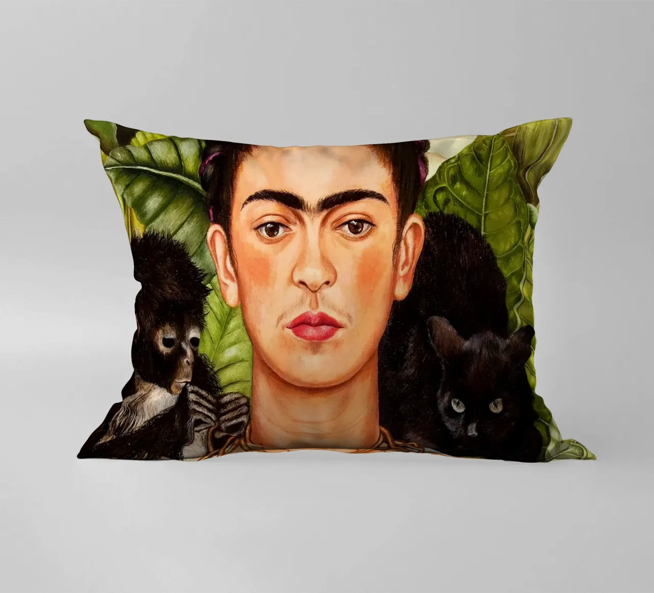 Frida Kahlo Autoritratto con collana di spine e colibrì cuscino da Classic Art Prints