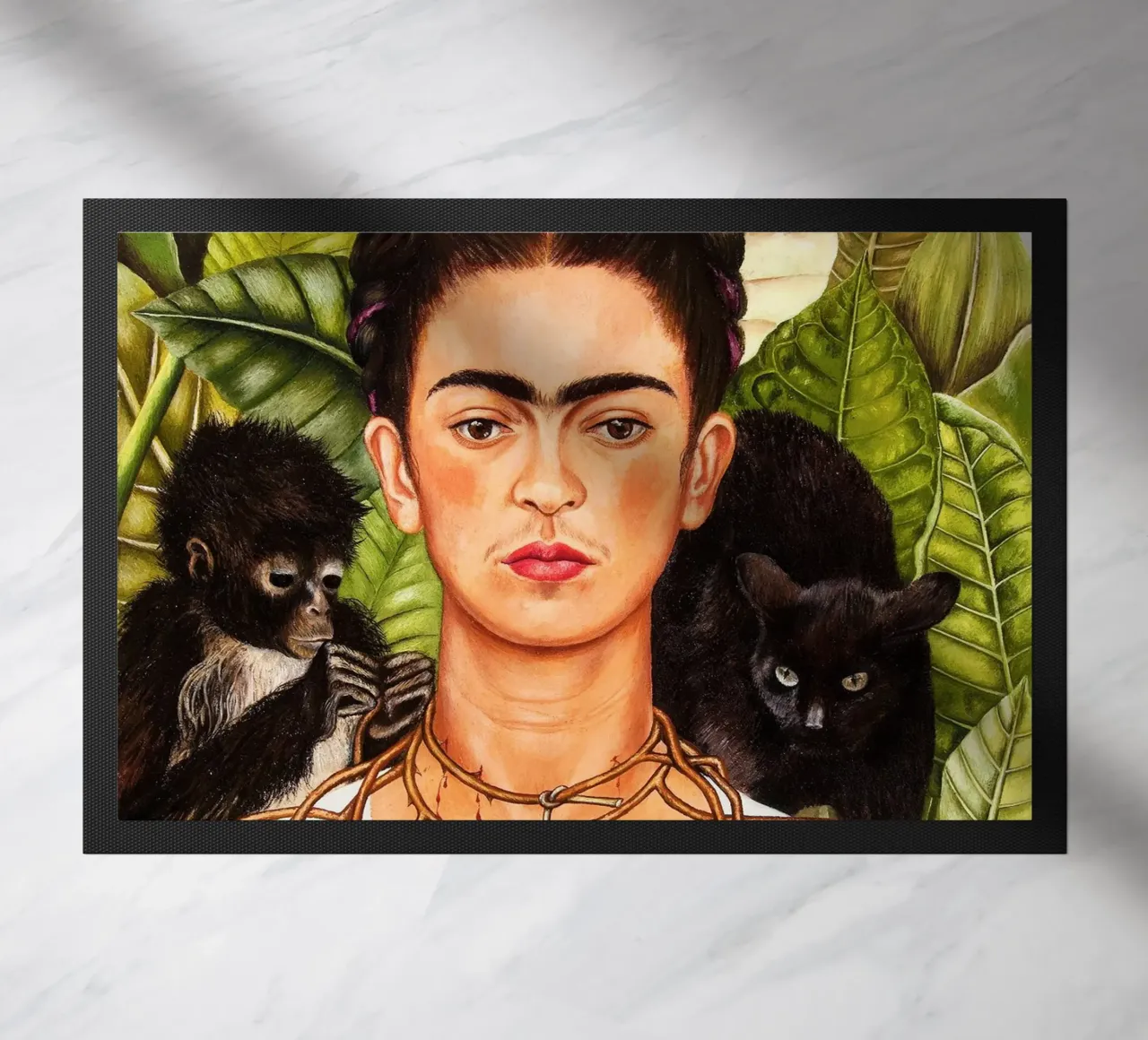 Frida Kahlo Autoritratto con collana di spine e colibrì zerbino da Classic Art Prints