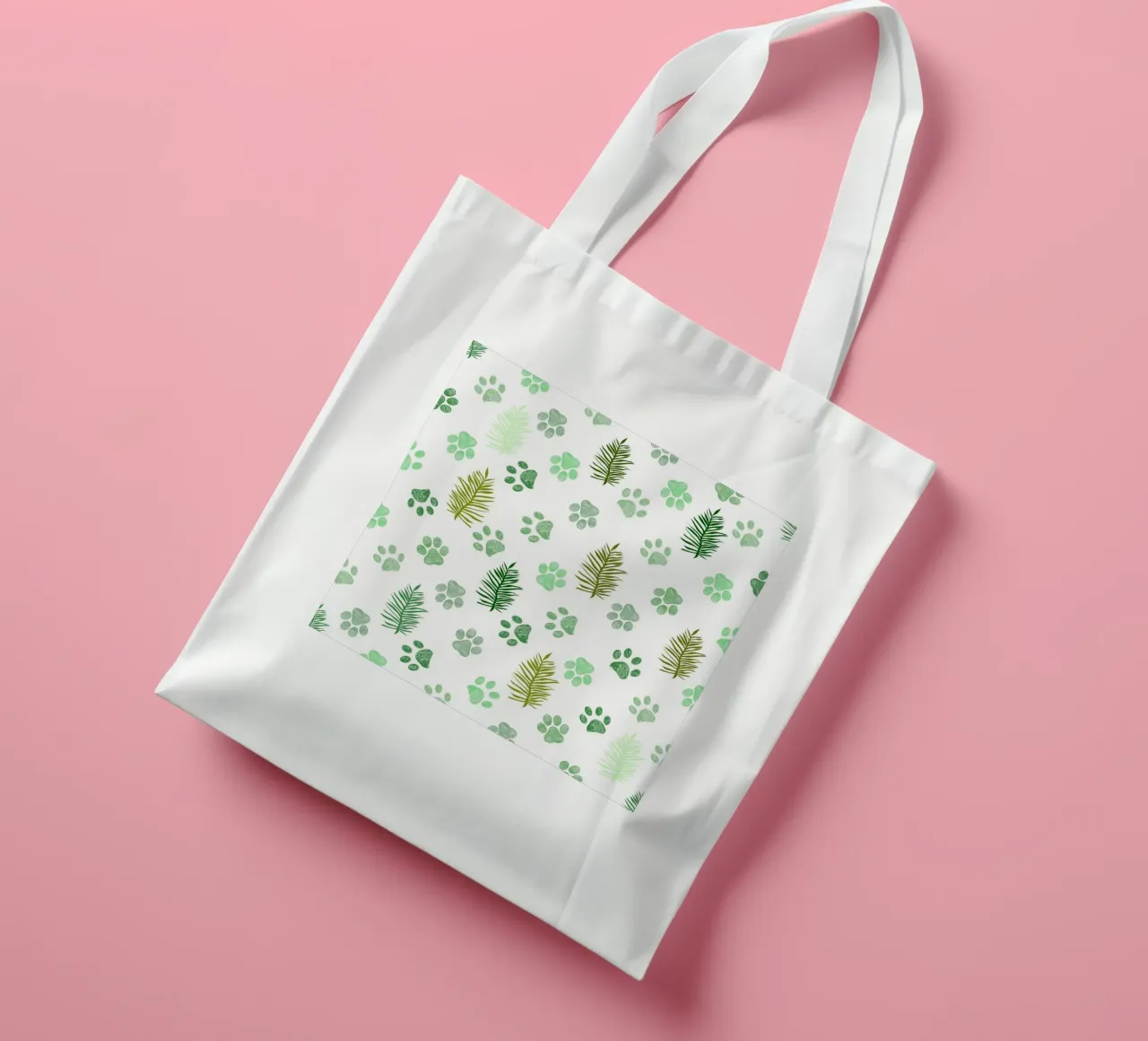 Foglie tropicali e impronte di zampe in tessuto senza cuciture borsa in juta da gulsengunel