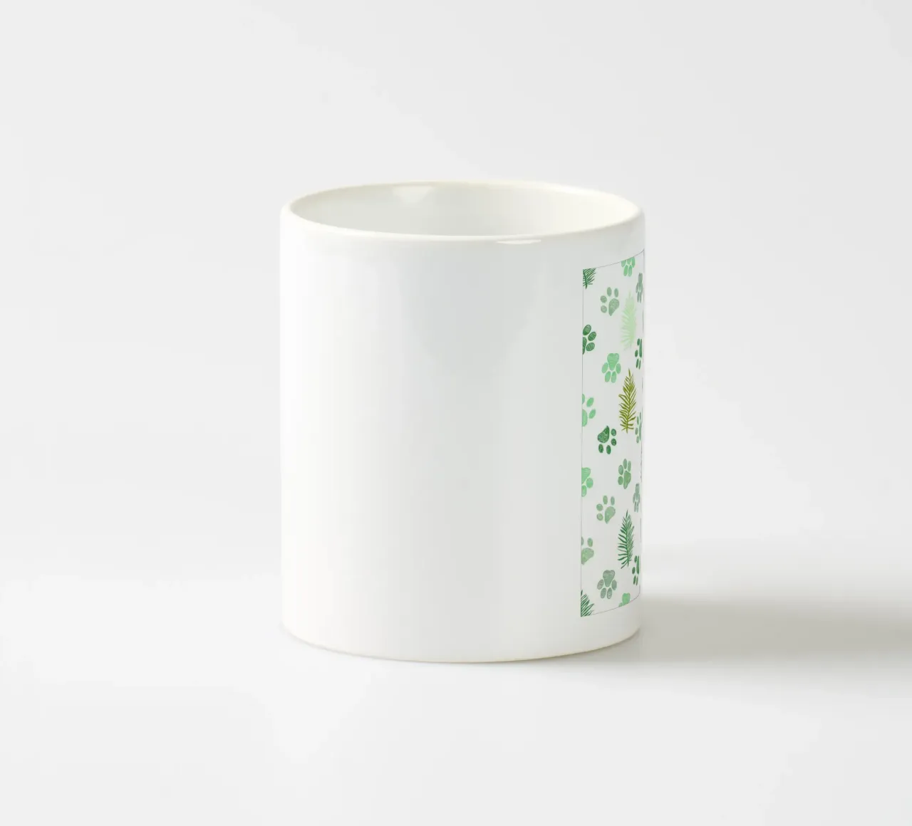 Foglie tropicali e impronte di zampe in tessuto senza cuciture tazza in ceramica da gulsengunel