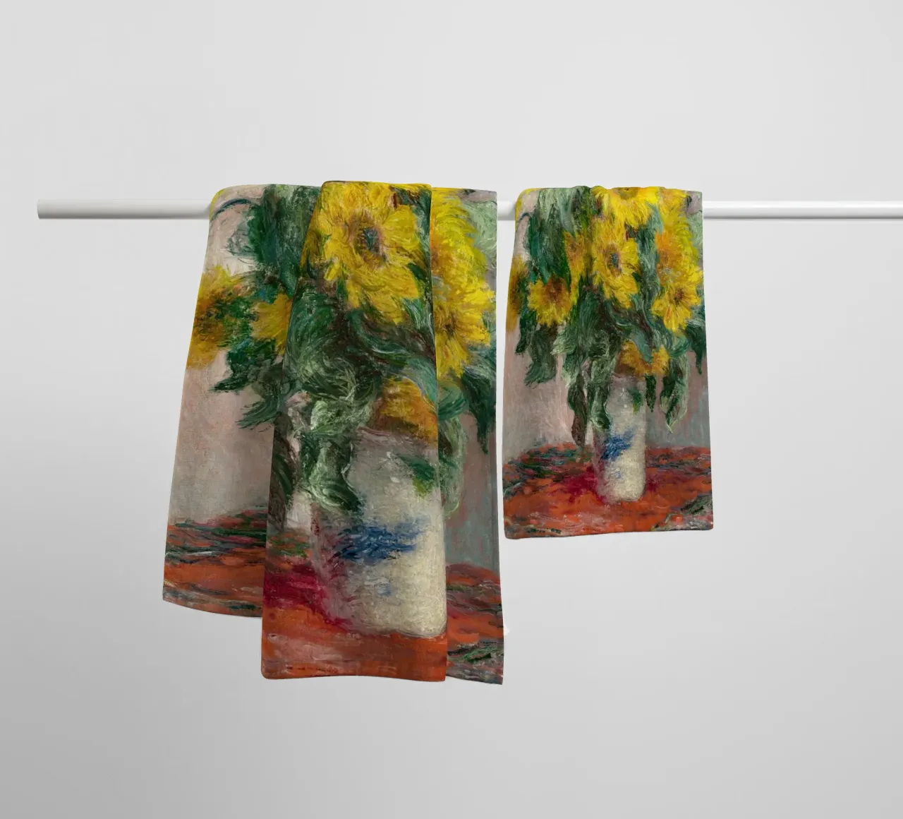 Bouquet di girasoli (1881) di Claude Monet asciugamano da bagno da Monet Art Prints