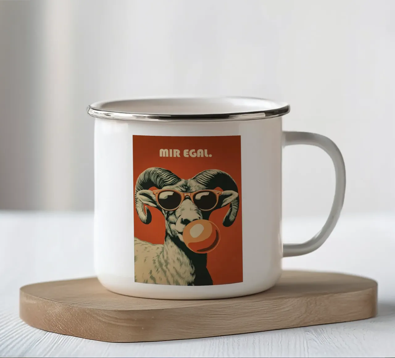 Mir Egal | Manifesto retrò ribelle tazza in smalto da Autofocus