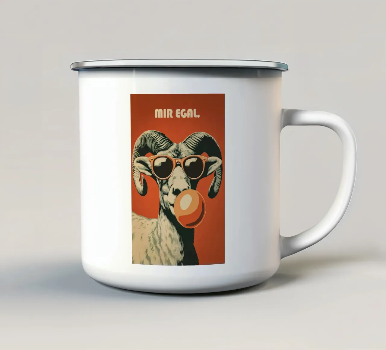 Mir Egal | Manifesto retrò ribelle tazza in smalto da Autofocus