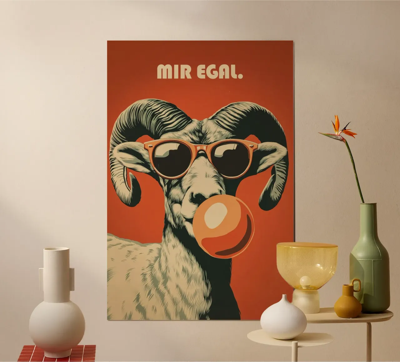 Mir Egal | Manifesto retrò ribelle poster con telaio in legno da Autofocus