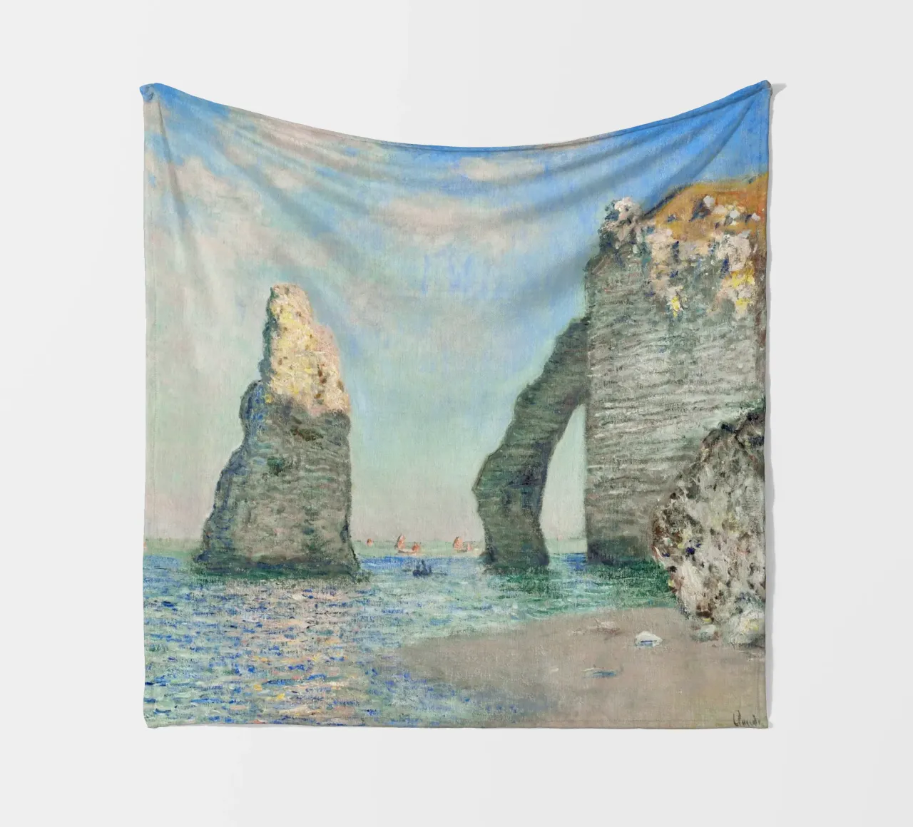 Claude Monet - Le scogliere di Étretat (1885) coperta in pile da Classic Art Prints