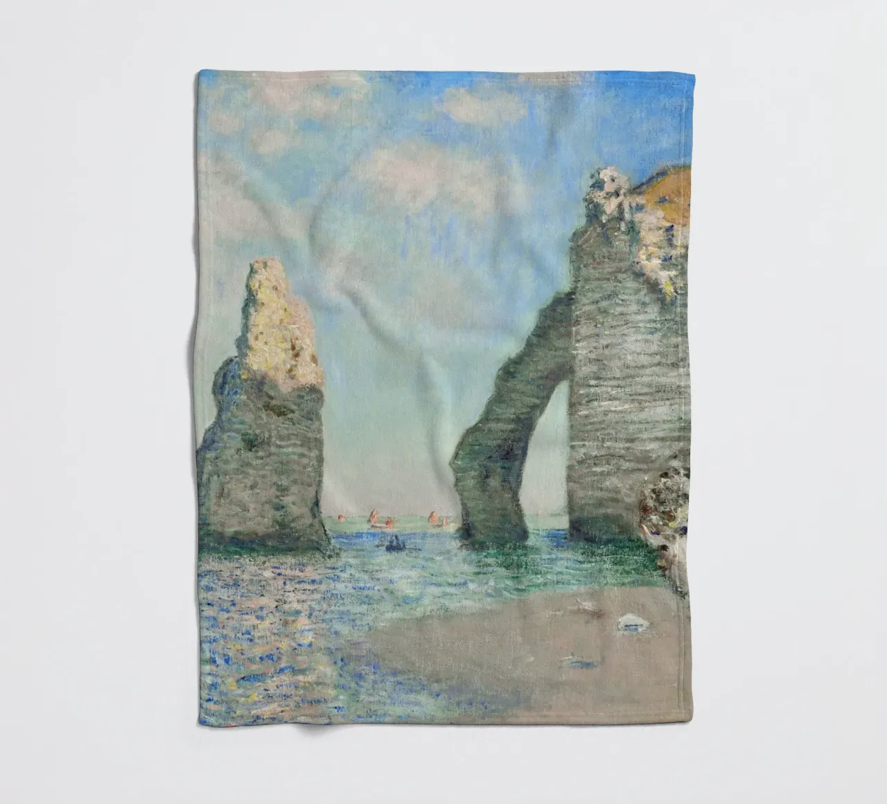 Claude Monet - Le scogliere di Étretat (1885) coperta in pile da Classic Art Prints
