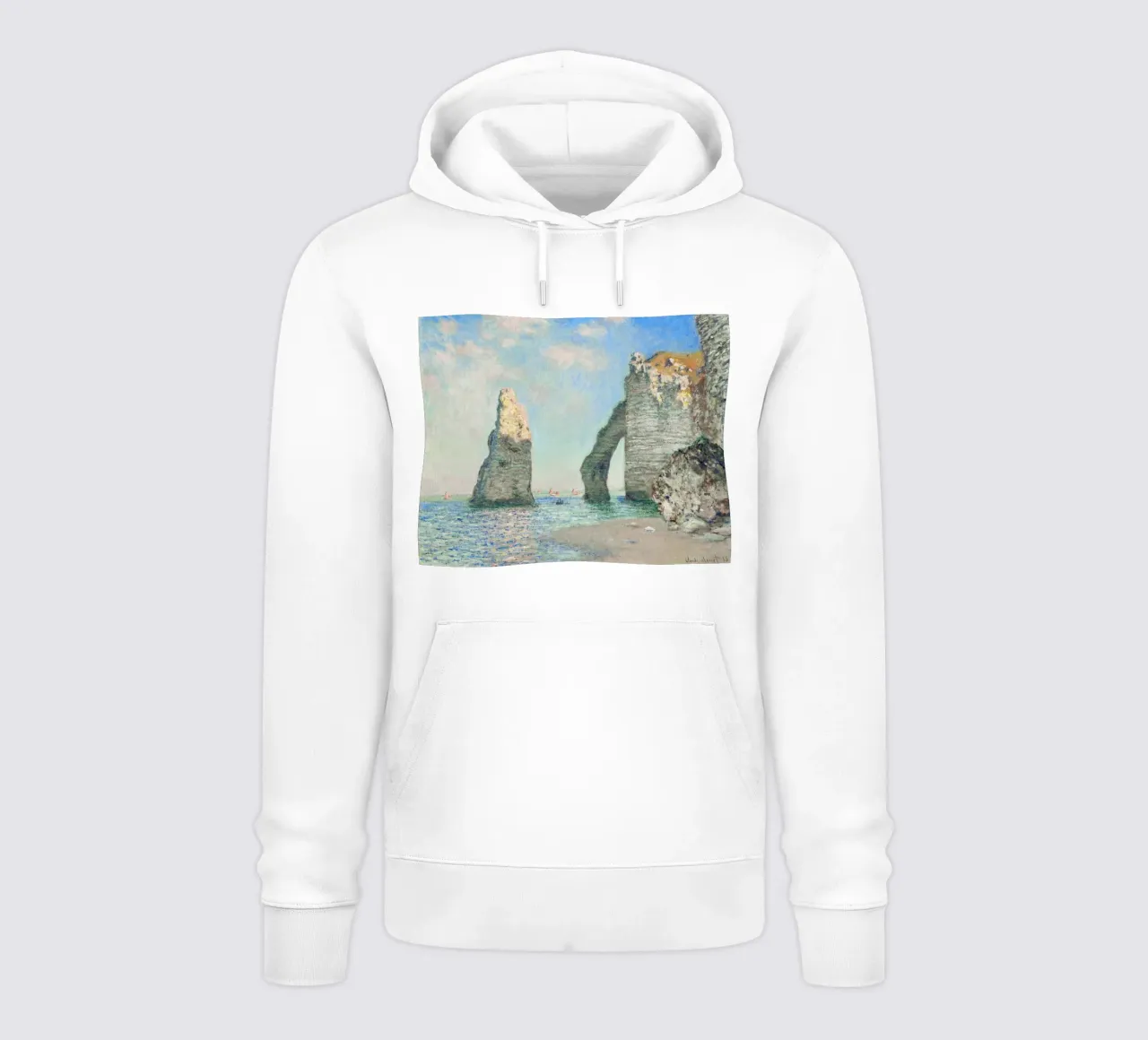 Claude Monet - Le scogliere di Étretat (1885) felpa con cappuccio da Classic Art Prints