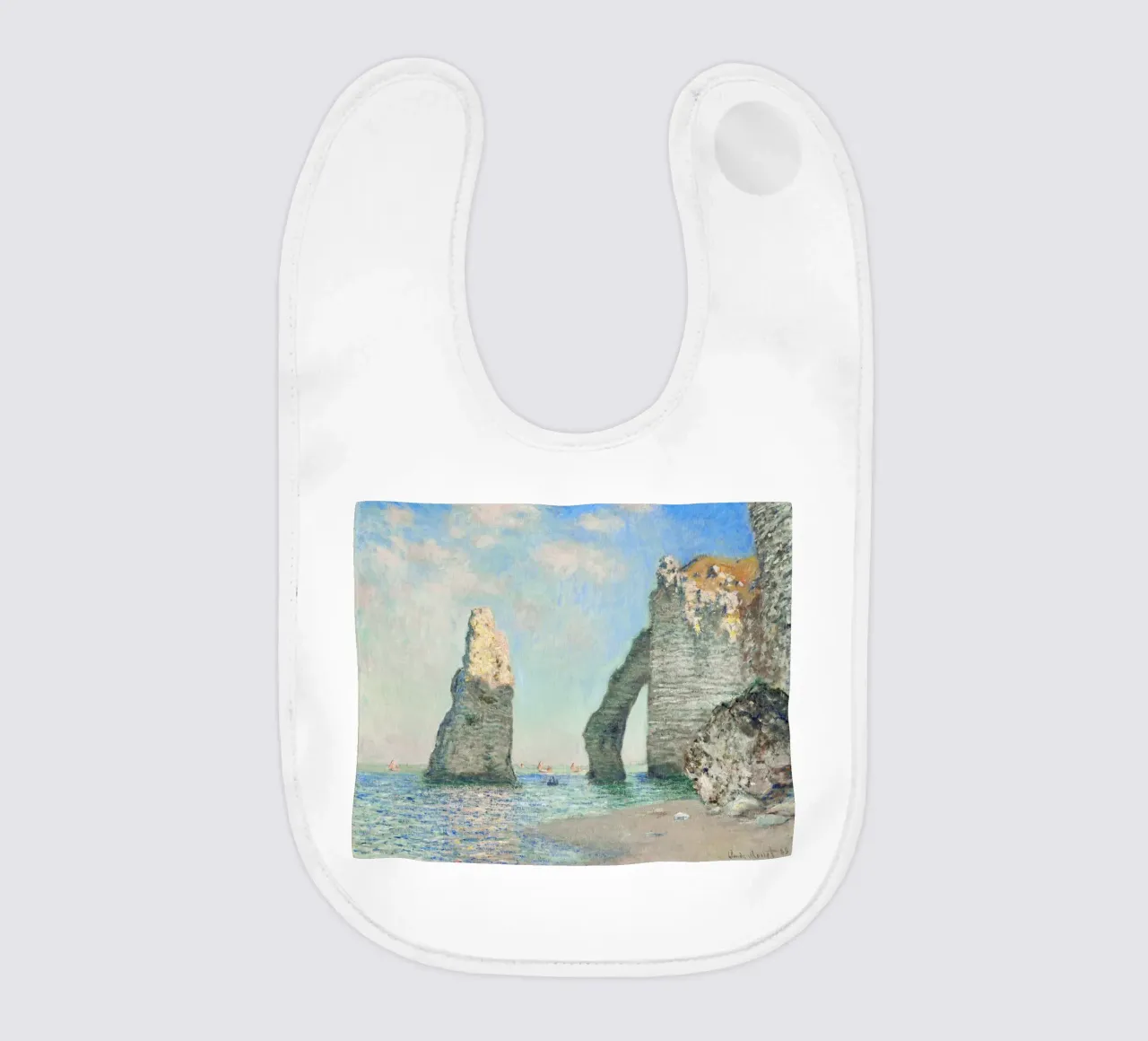 Claude Monet - Le scogliere di Étretat (1885) bavaglino da Classic Art Prints