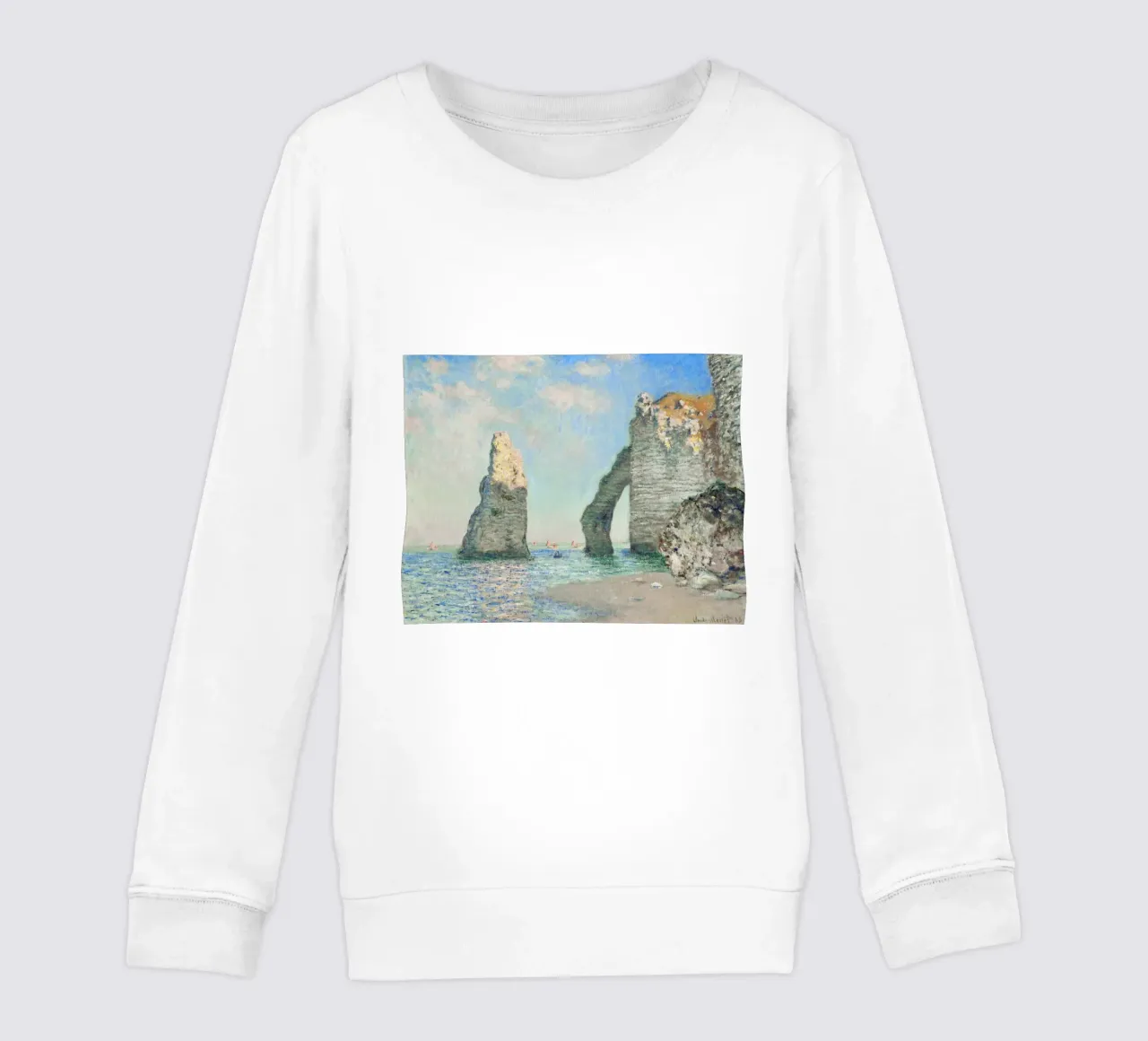 Claude Monet – The Cliffs at Étretat (1885 kids sweatshirt by Classic Art Prints