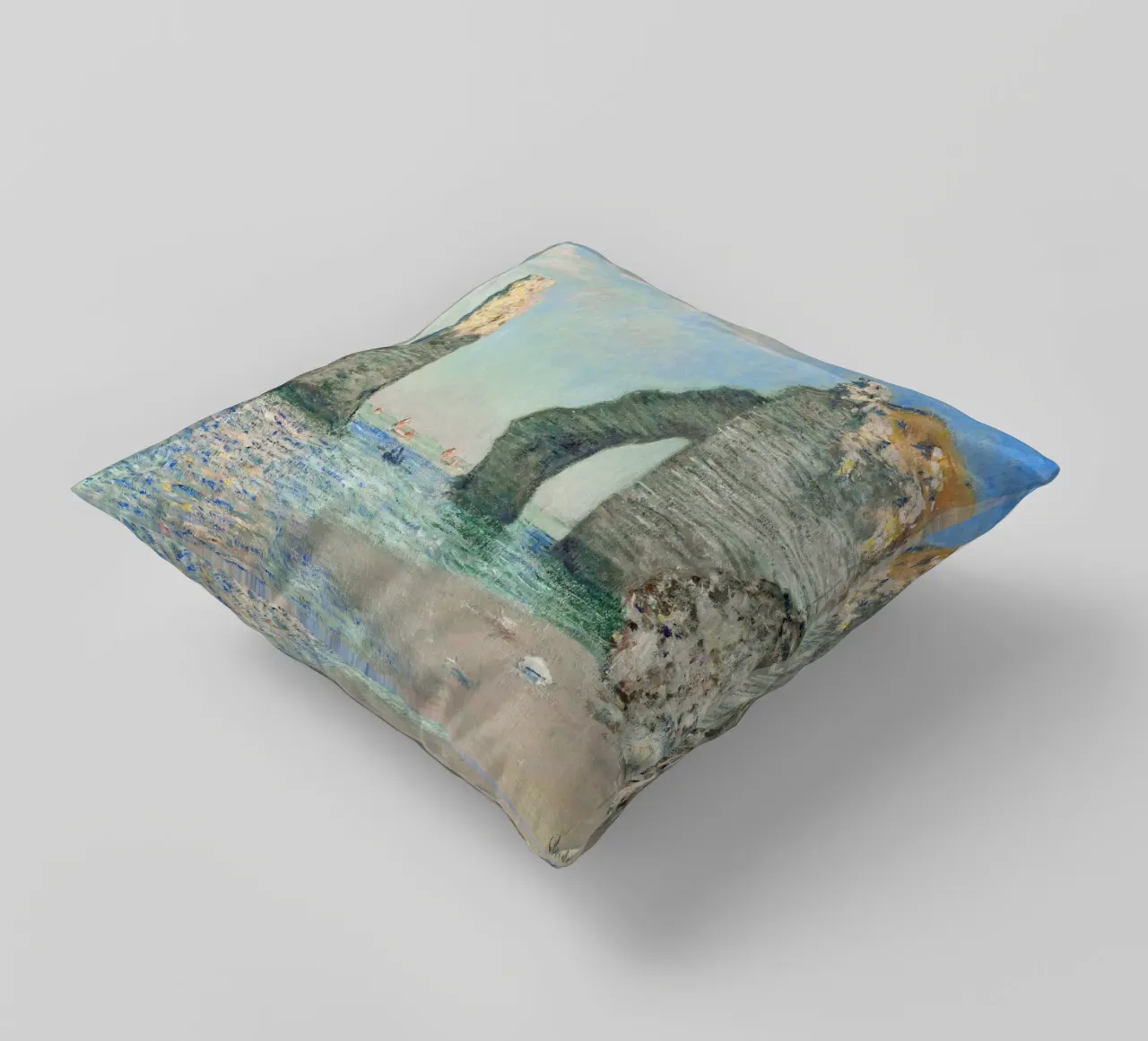 Claude Monet - Le scogliere di Étretat (1885) cuscino da Classic Art Prints