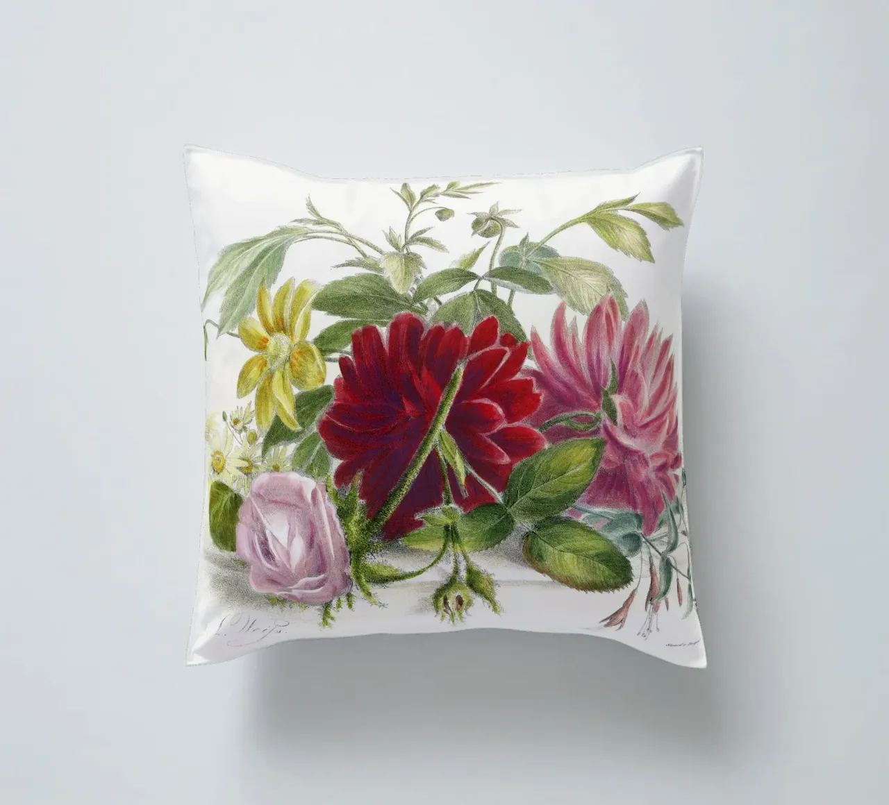 Natura morta colorata di fiori (1850) cuscino da Venus Art