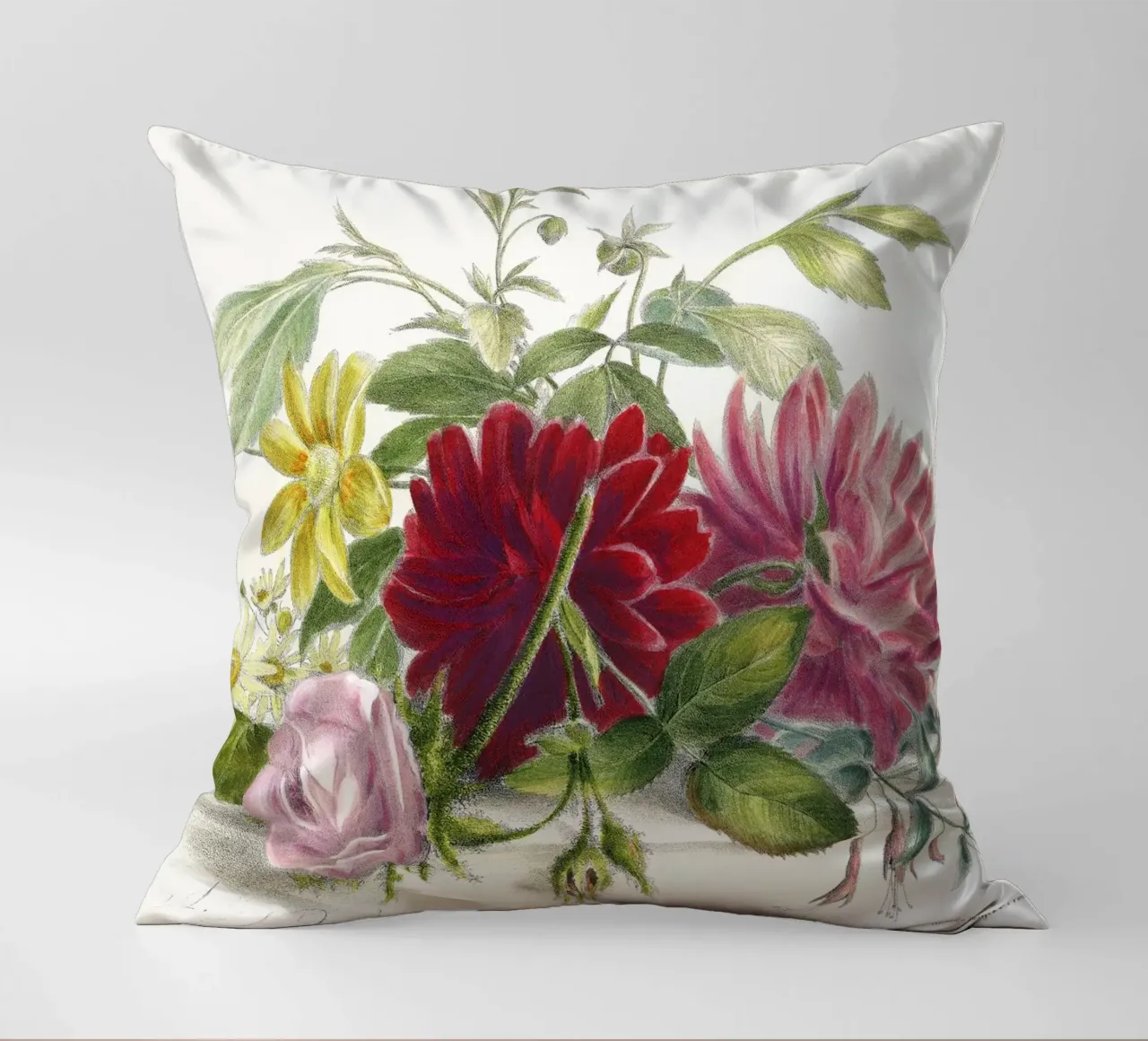 Natura morta colorata di fiori (1850) cuscino da Venus Art