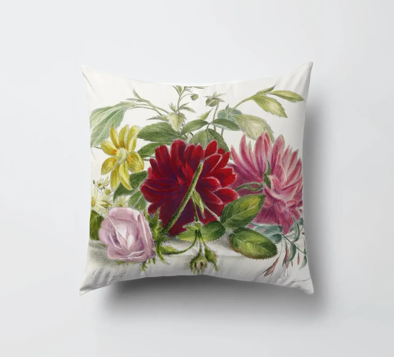Natura morta colorata di fiori (1850) cuscino da Venus Art