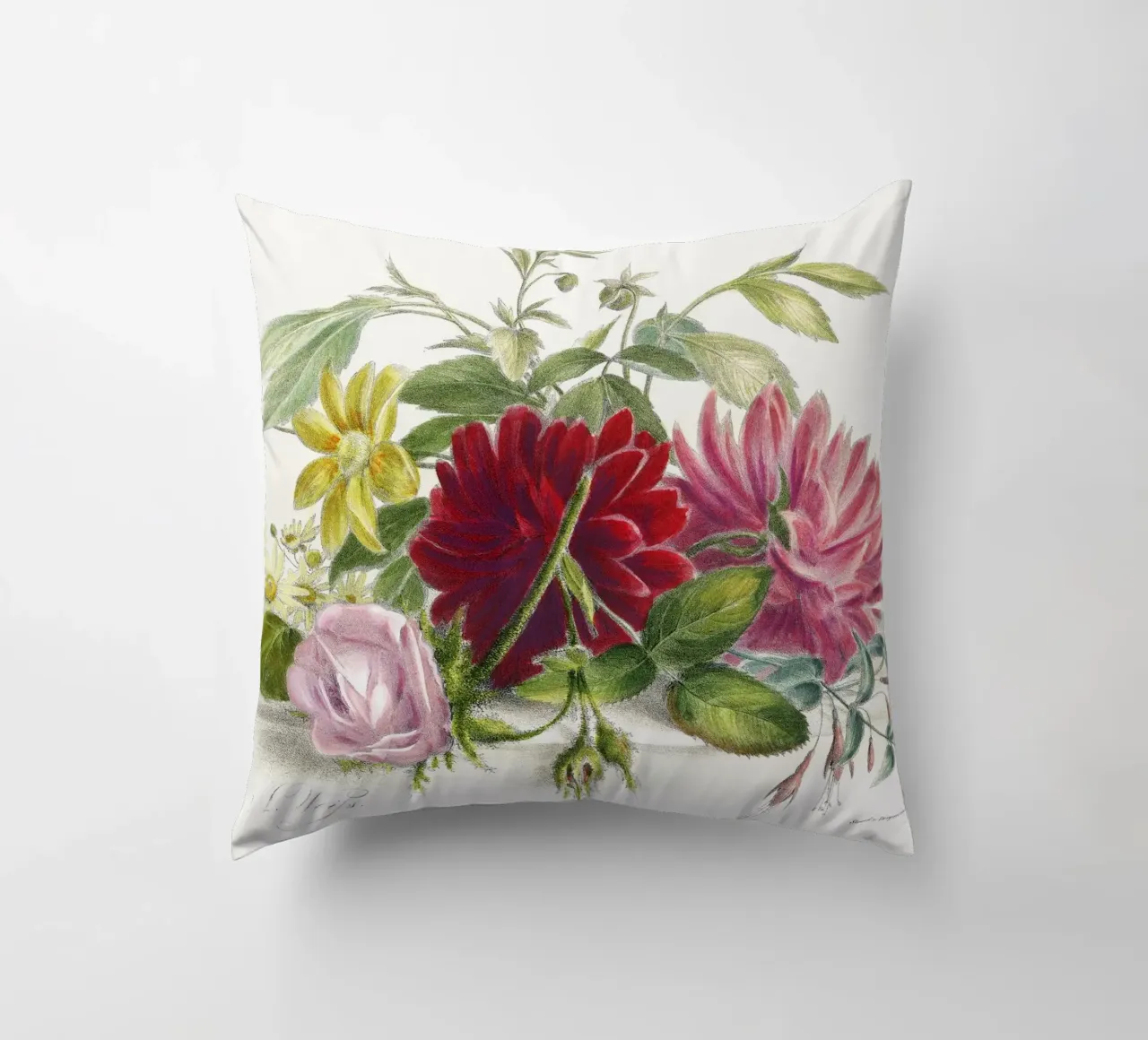 Natura morta colorata di fiori (1850) cuscino da Venus Art