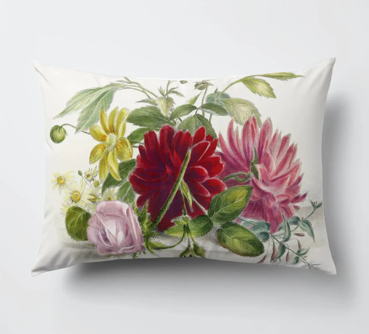 Natura morta colorata di fiori (1850) cuscino da Venus Art