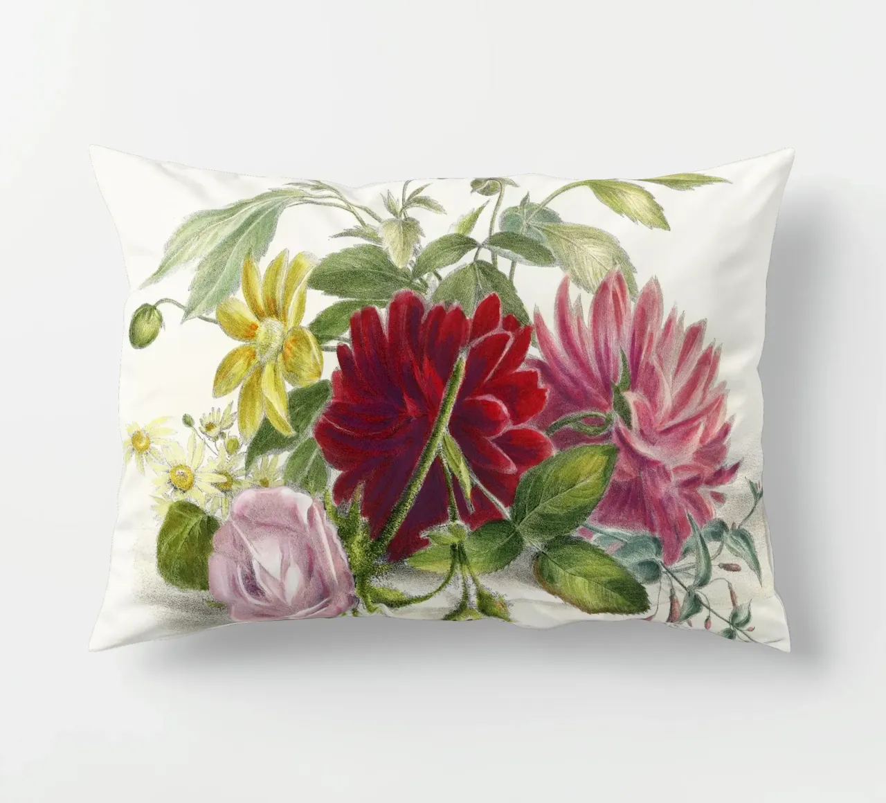 Natura morta colorata di fiori (1850) cuscino da Venus Art