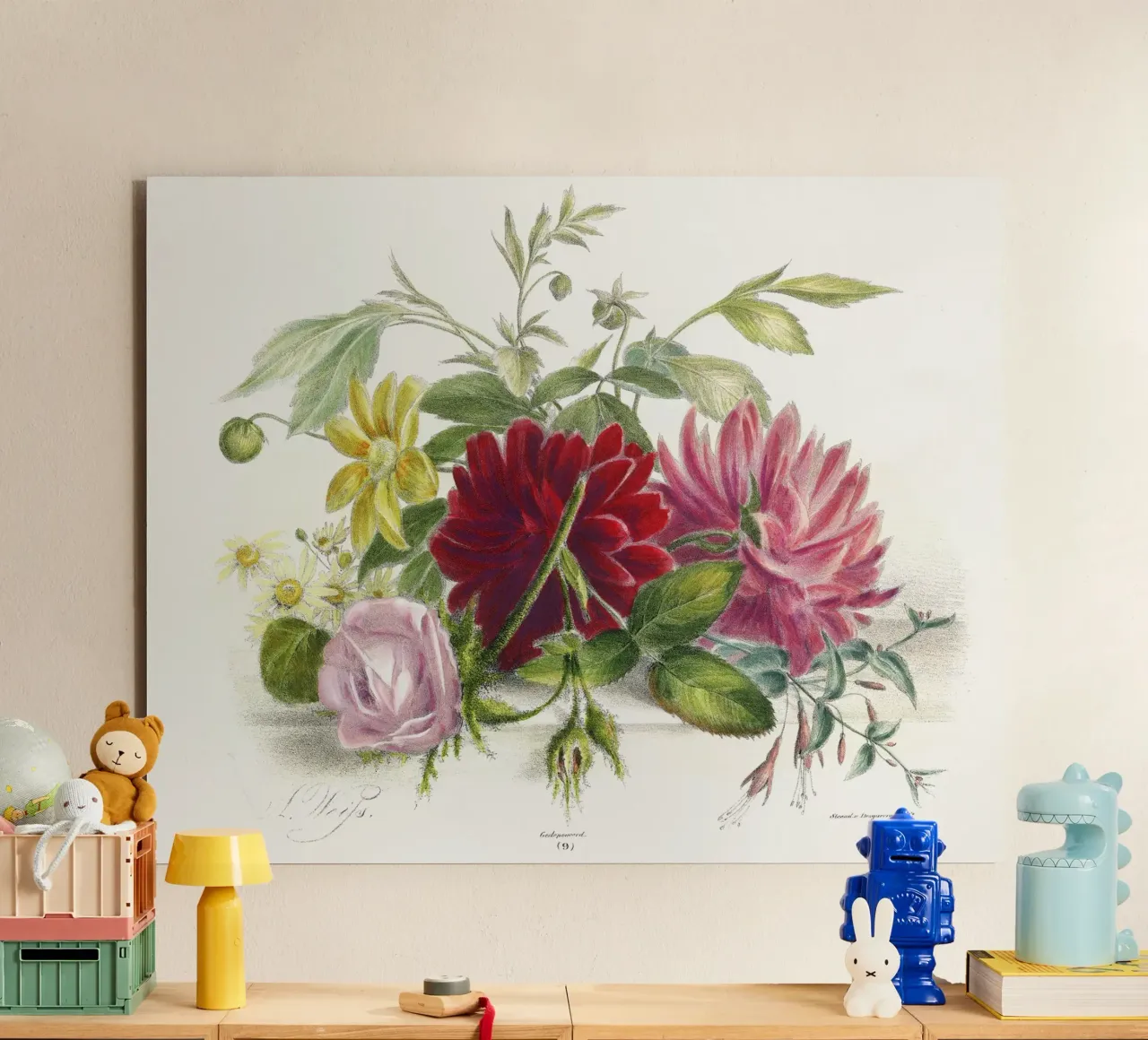 Colorful Still Life of Flowers (1850) forex plate by Venus Art