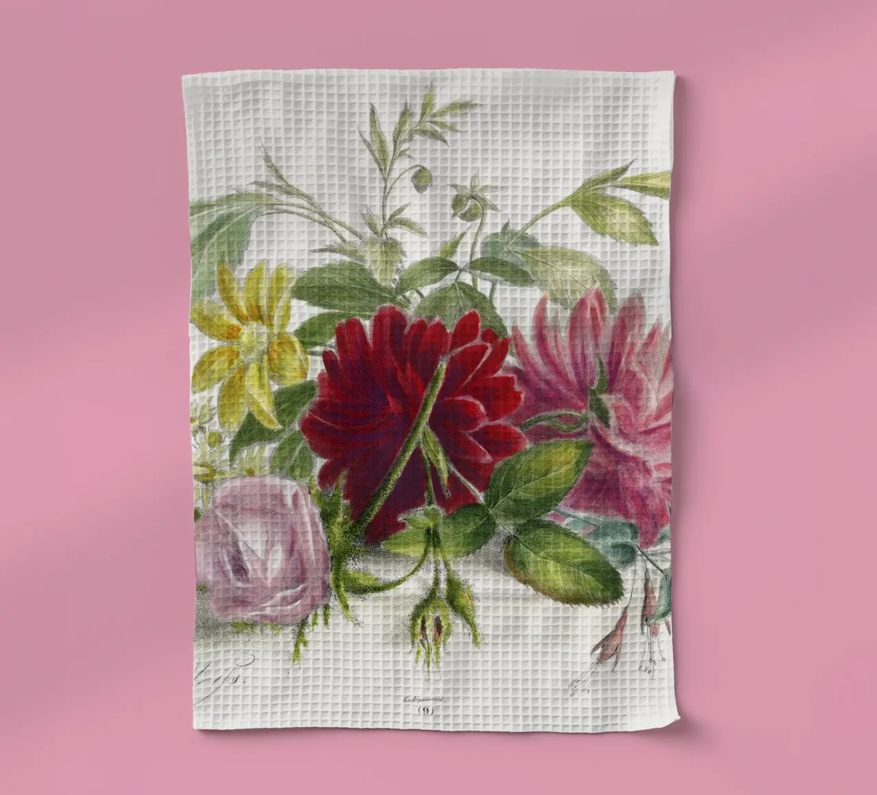Natura morta colorata di fiori (1850) canovaccio da cucina da Venus Art